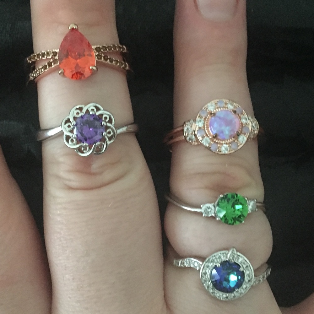 Lot of five Imperfect Fragrant Jewels Rings Sz 10